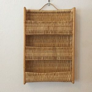 Wicker hanging wall shelf boho vintage rattan